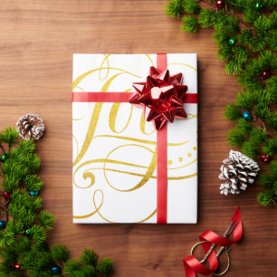 Papier Cadeau Joie Tourbillonnant fantaisie Gold Noël Calligraph
