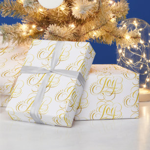 Papier Cadeau Joie Tourbillonnant fantaisie Gold Noël Calligraph