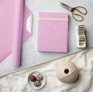 Papier Cadeau Joie Whimsical Pink Holiday Tree