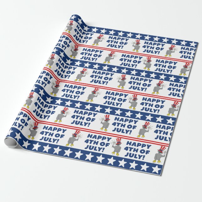 Papier Cadeau Joli 4 juillet Patriotique Eaglet (Déroulé)