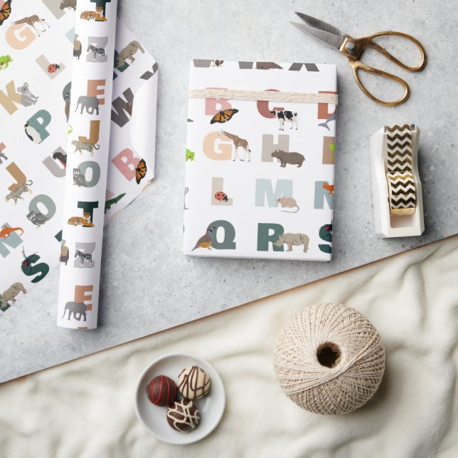 Papier Cadeau Joli Alphabet ABC Animaux (Artisanat)