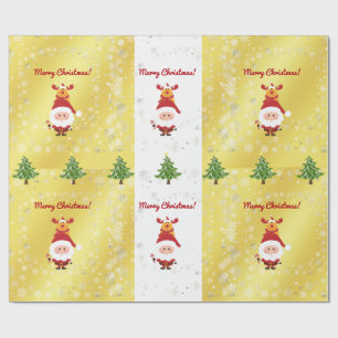 Papier Cadeau Joli Amusant Élégant Rudolph Père Noël Arbres de N