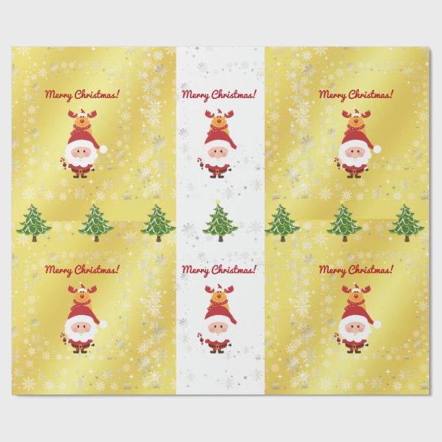 Papier Cadeau Joli Amusant Élégant Rudolph Père Noël Arbres de N (Plat)