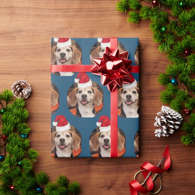 Papier Cadeau Joli animal de compagnie photo Chapeaux de Noël bl (Cadeau de vacances)