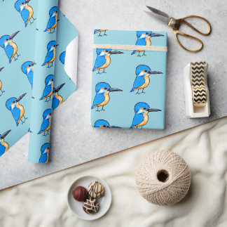 Papier Cadeau Joli Art de Martin-Pêcheur Bleu