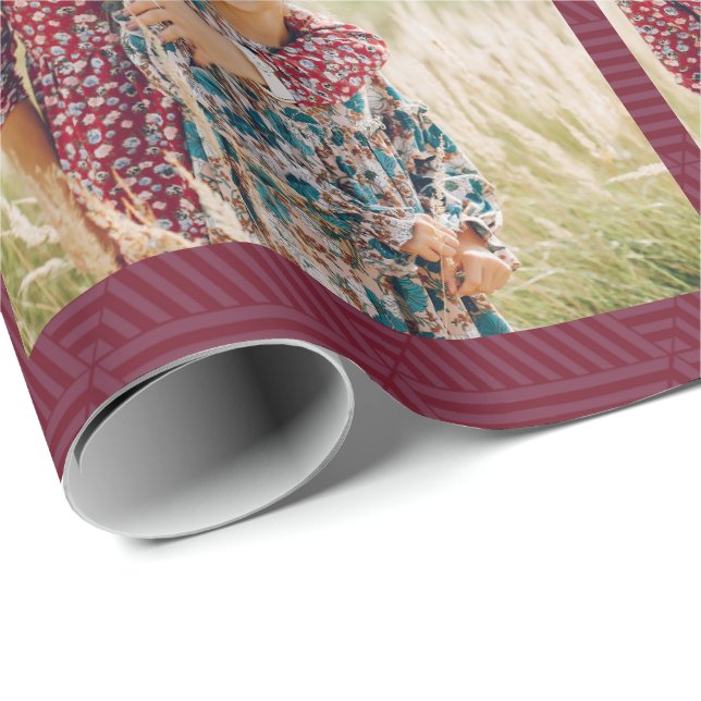 Papier Cadeau Joli Berry Rouge géométrique Imprimer Photo Noël (Coin rond)