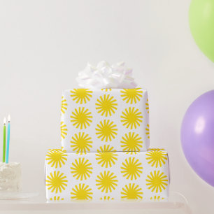 Papier Cadeau Joli blanc jaune soleil motif heureux