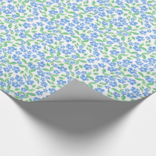 Papier Cadeau Joli bleu bleu bleu vert blanc persil Fleurs