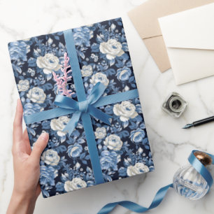 Papier Cadeau Joli bleu rose motif