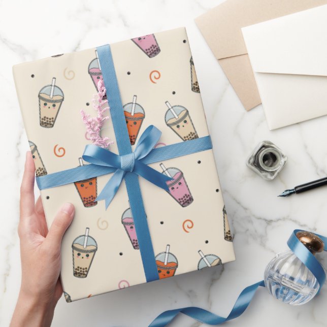 Papier Cadeau Joli Boba Bubble Tea (Cadeaux)
