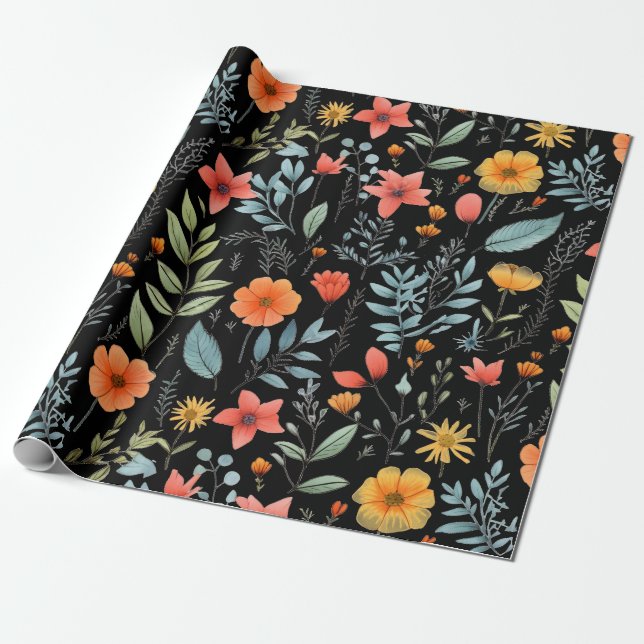 Papier Cadeau Joli Botanique Floral Fleur Nature Verdure (Déroulé)