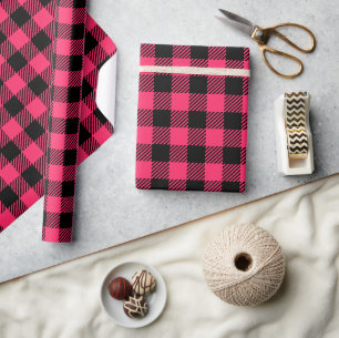 Papier Cadeau Joli Buffalo rose Chaud Plaid Motifs