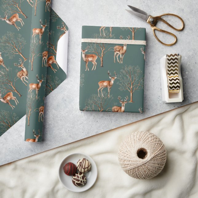 Papier Cadeau Joli cadeau de Deer Green de la faune (Artisanat)