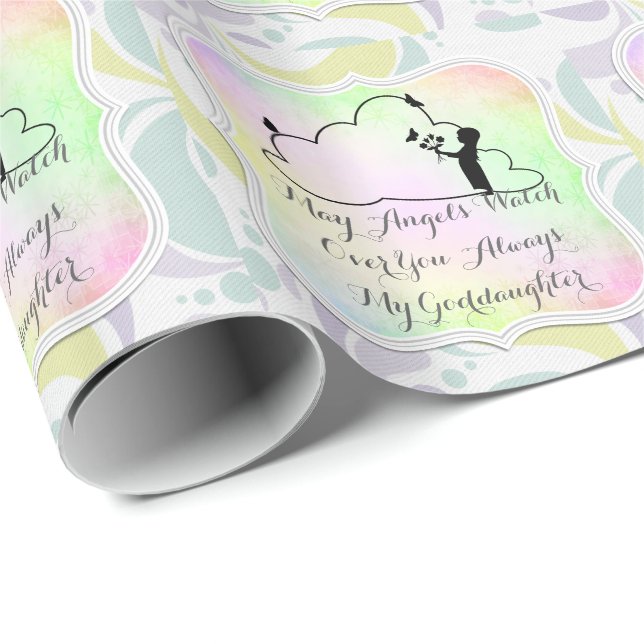 Papier Cadeau Joli cadeau godgirl enfant personnalisé (Coin rond)