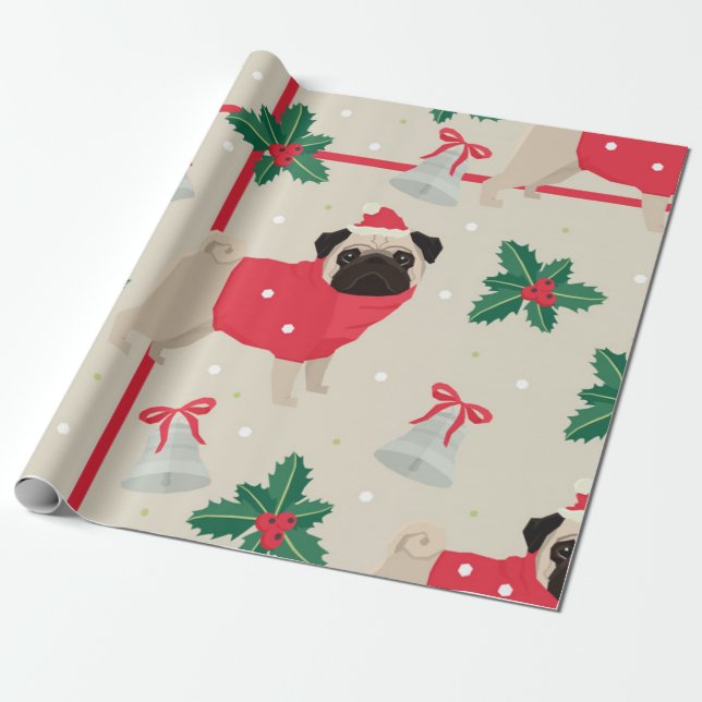Papier Cadeau Joli Carlin Motif de Noël (Déroulé)