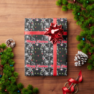 Papier Cadeau Joli chat noir Joyeux Noël 
