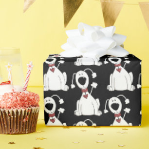 Papier Cadeau joli chien avec cœur rouge