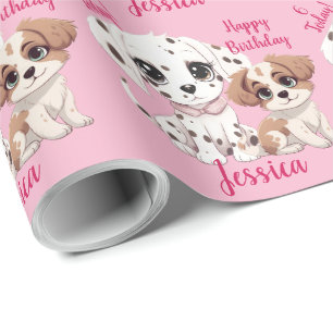 Papier Cadeau Joli chien chiot 6e anniversaire
