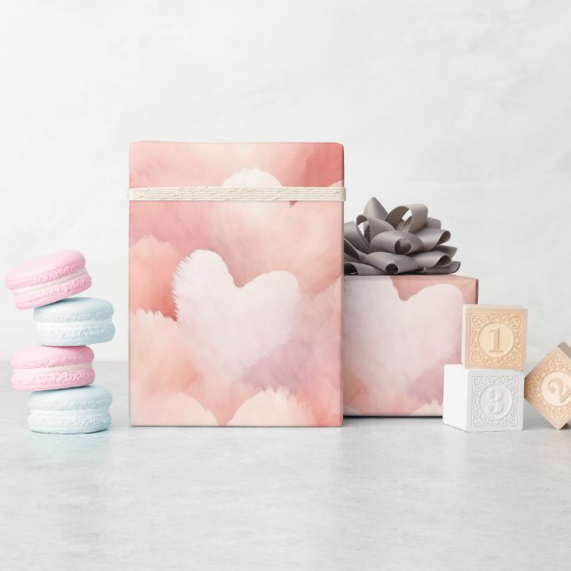 Papier Cadeau Joli Coeur rose (Baby Shower)