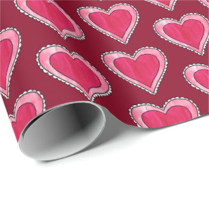 Papier Cadeau Joli Coeur rose Saint-Valentin