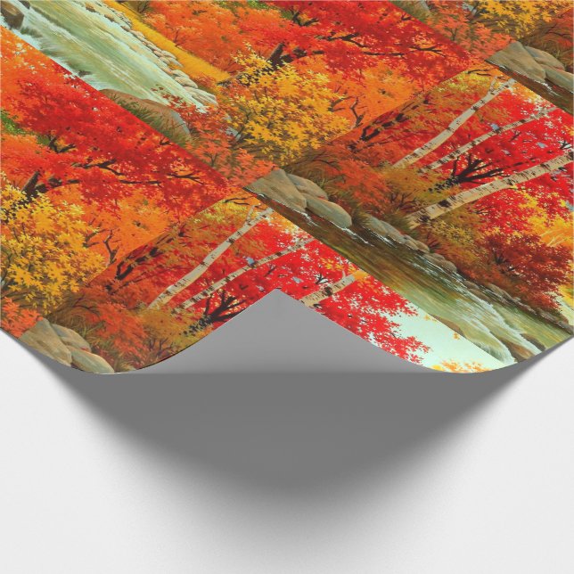 Papier Cadeau Joli Comme Une Image Automne Laisse Paysage (Coin)