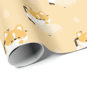 Papier Cadeau Joli Corgi fatigué
