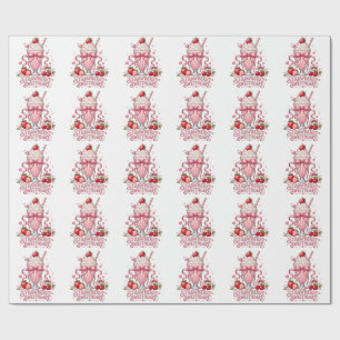 Papier Cadeau Joli dessert de milkshake rose à la fraise