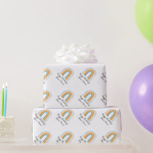 Papier Cadeau Joli dessin coloré arc-en-ciel personnalisé Annive