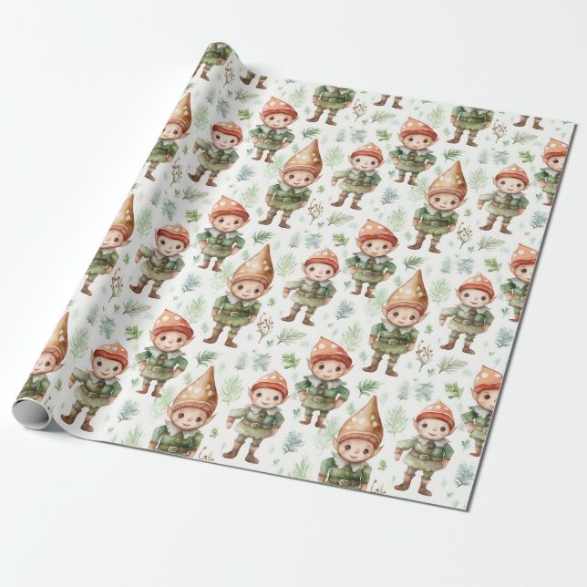 Papier Cadeau Joli elfe de Noël (Déroulé)