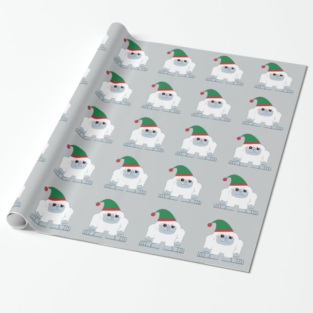 Papier Cadeau Joli elfe de Noël Yeti (Déroulé)