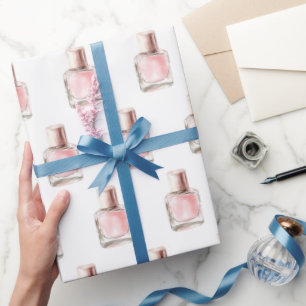 Papier Cadeau Joli en blanc rose vernis à ongles douche de marié