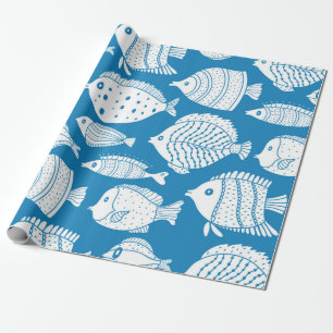 Papier Cadeau Joli ensemble de poisson vintage. Illustration déc