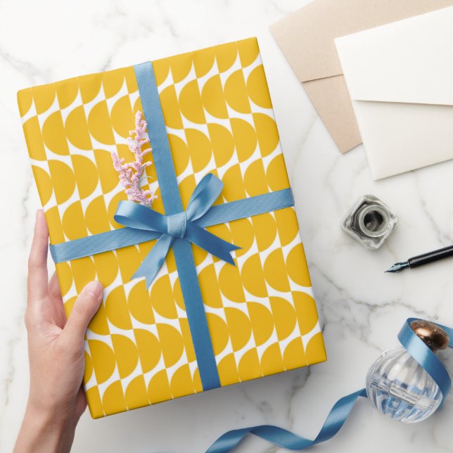 Papier Cadeau Joli Formes géométriques Jaunes Design Moderne Chi (Cadeaux)