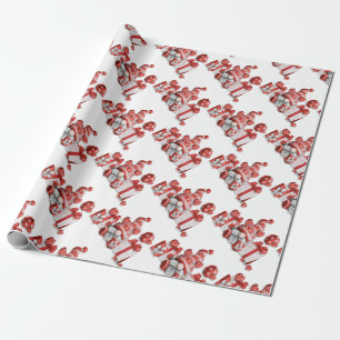 Papier Cadeau Joli gnome de Noël rouge Emballage Cadeaux Fêtes