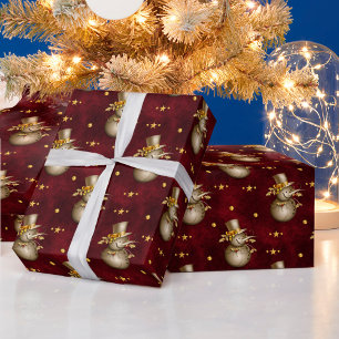 Papier Cadeau Joli Golden Snowman
