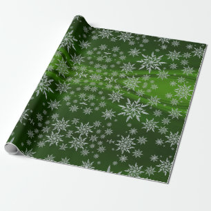 Papier Cadeau Joli Green Glace Crystal Snowflakes Noël