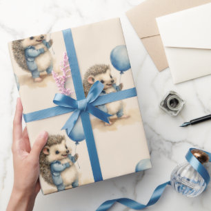 Papier Cadeau Joli Hérisson Boy Anniversaire