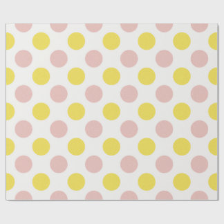Papier Cadeau Joli jaune et rose à pois