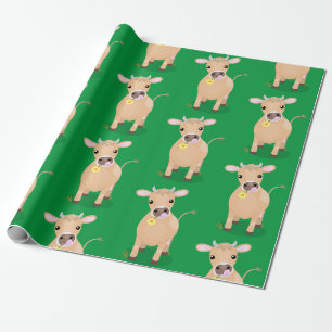 Papier Cadeau Joli joli maillot de vache et dessin de fleurs