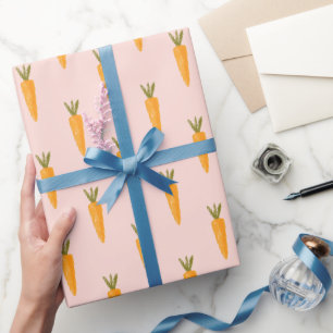 Papier Cadeau Joli lapin carotté rose