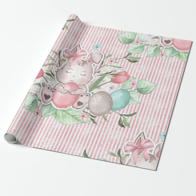 Papier Cadeau Joli lapin de Pâques (Déroulé)
