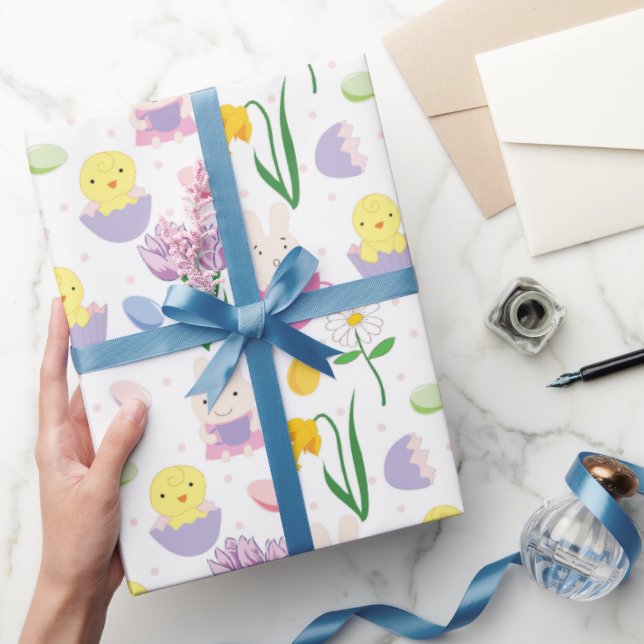 Papier Cadeau Joli lapin de Pâques Vacances carrelage de fête en (Cadeaux)