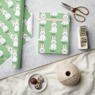 Papier Cadeau Joli lapin lapin Ajouter un nom Papier d'enveloppe