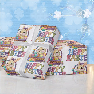 Papier Cadeau Joli lapin & Oeufs Hoppy Cadeau de Pâques