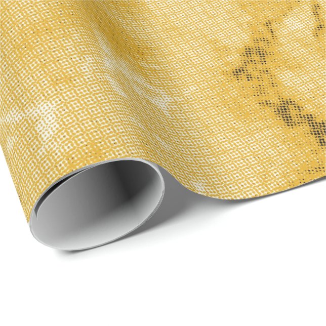 Papier Cadeau Joli look de marbre jaune doré (Coin rond)