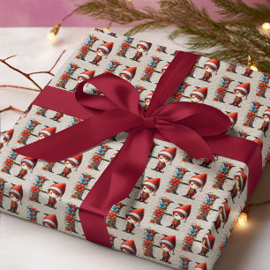 Papier Cadeau Joli lutin de Noël Lettre de fête H