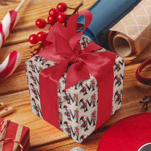 Papier Cadeau Joli lutin de Noël Lettre de fête M