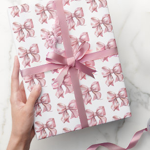 Papier Cadeau Joli motif à nœud rose blush Coquette