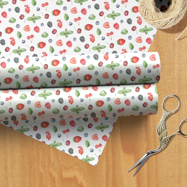 Papier Cadeau Joli Motif Berry aquarelle (Créateur téléchargé)