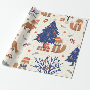 Papier Cadeau Joli Motif Christmas Fox